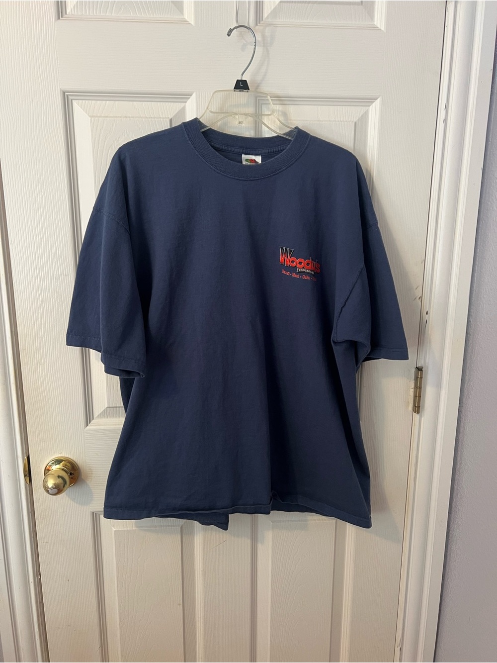 Fruit of the Loom Navy Short-Sleeve Tee with Red Chest Logo